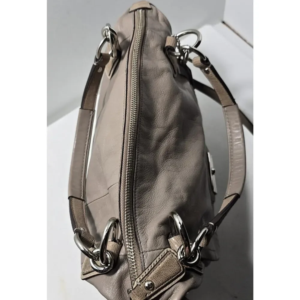 COACH KRISTIN LARGE SATCHEL/Shoulder Bag Taupe SMOOTH LEATHER /Snake Trim 19295